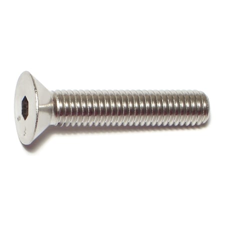 Midwest Fastener 3/8"-16 Socket Head Cap Screw, Flat, Plain 18-8 Stainless Steel, 2 in Length, 6 PK 72126